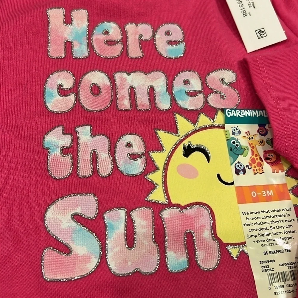 TWIN BUBDLE! 💕 Granimals girls “Here Comes The Sun” graphic tee. 0-3 month. - Picture 2 of 6